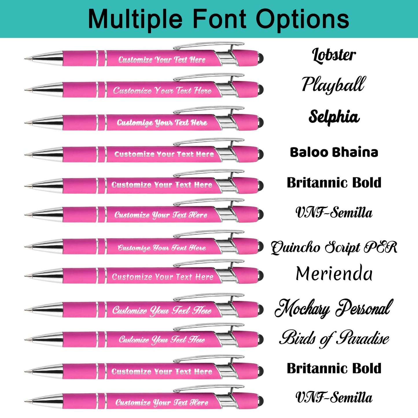 Aolun Personalised Pen,Custom Engraved Ballpoint Pen with Stylus,Soft Touch Metal,Enter Name,Logo
