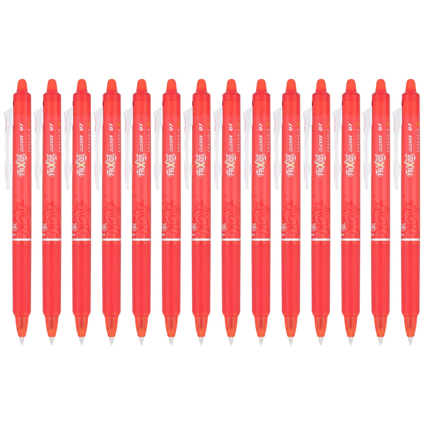 Pilot FriXion Clicker Erasable Gel Pens, Fine Point (0.7mm), Red Ink, 14-Pack - Refillable, Smooth