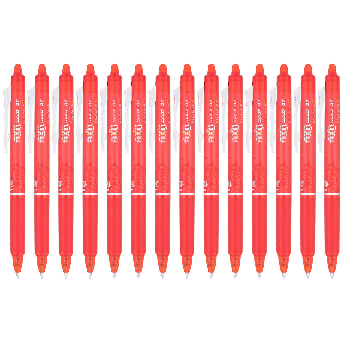 Pilot FriXion Clicker Erasable Gel Pens, Fine Point (0.7mm), Red Ink, 14-Pack - Refillable, Smooth