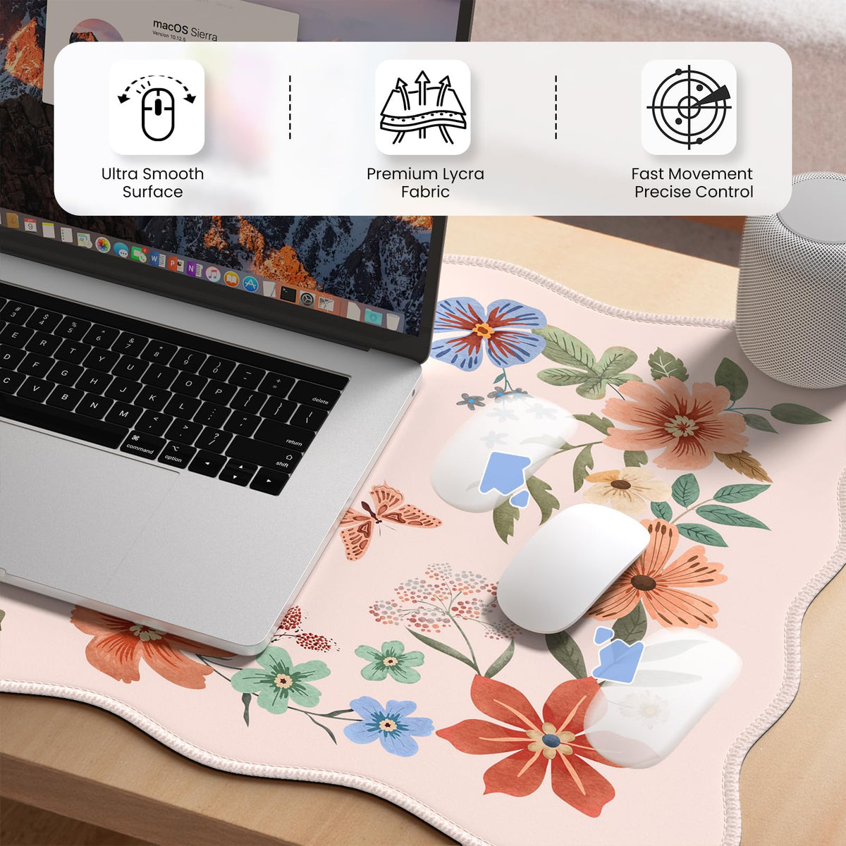 HAOCOO Cute Desk Pad for Desktop Setup, Large Keyboard Mat(Light Pink)