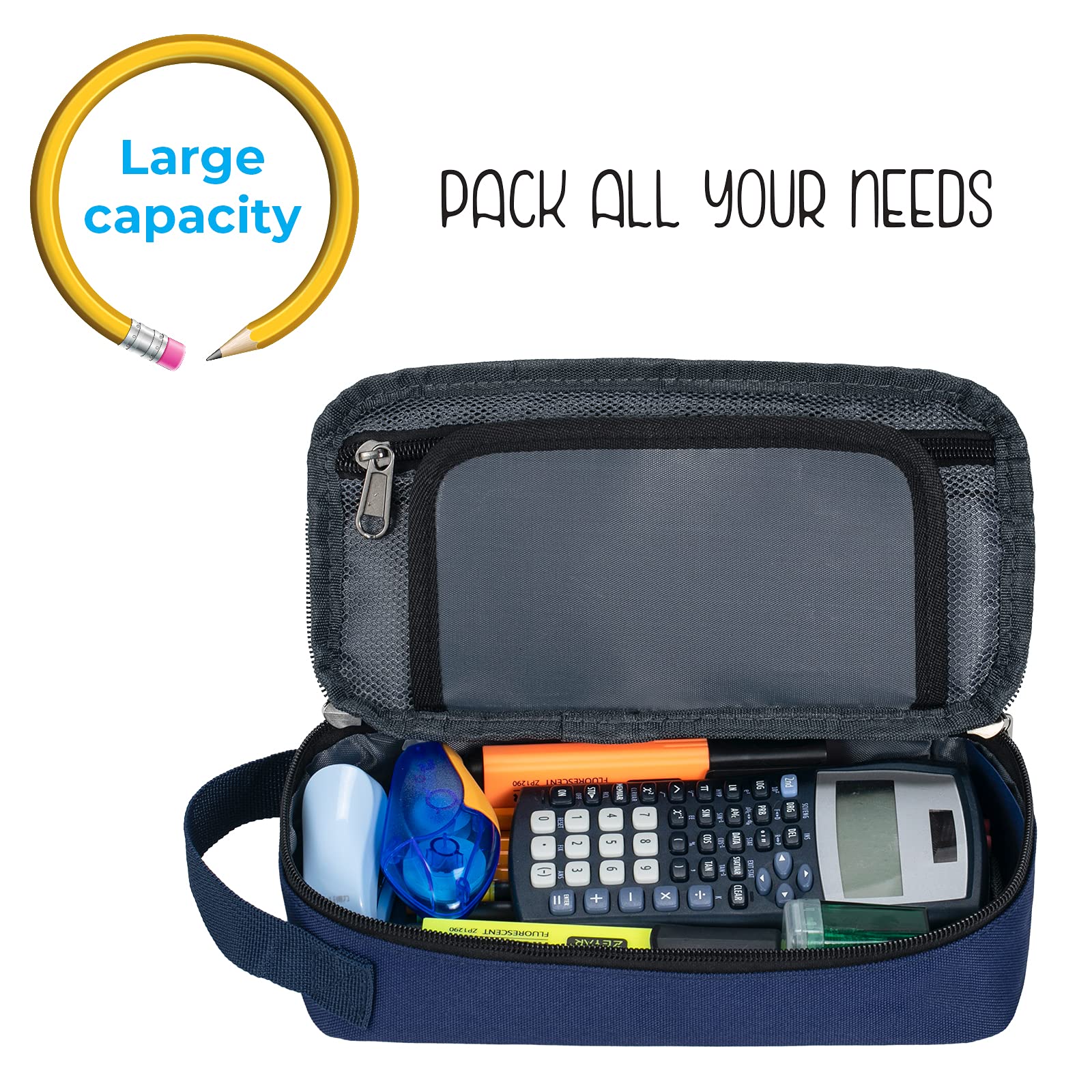 ECHSRT Large Pencil Case, Aesthetic Pen Pouch with Big Capacity, Minimalist Portable Stationery Bag