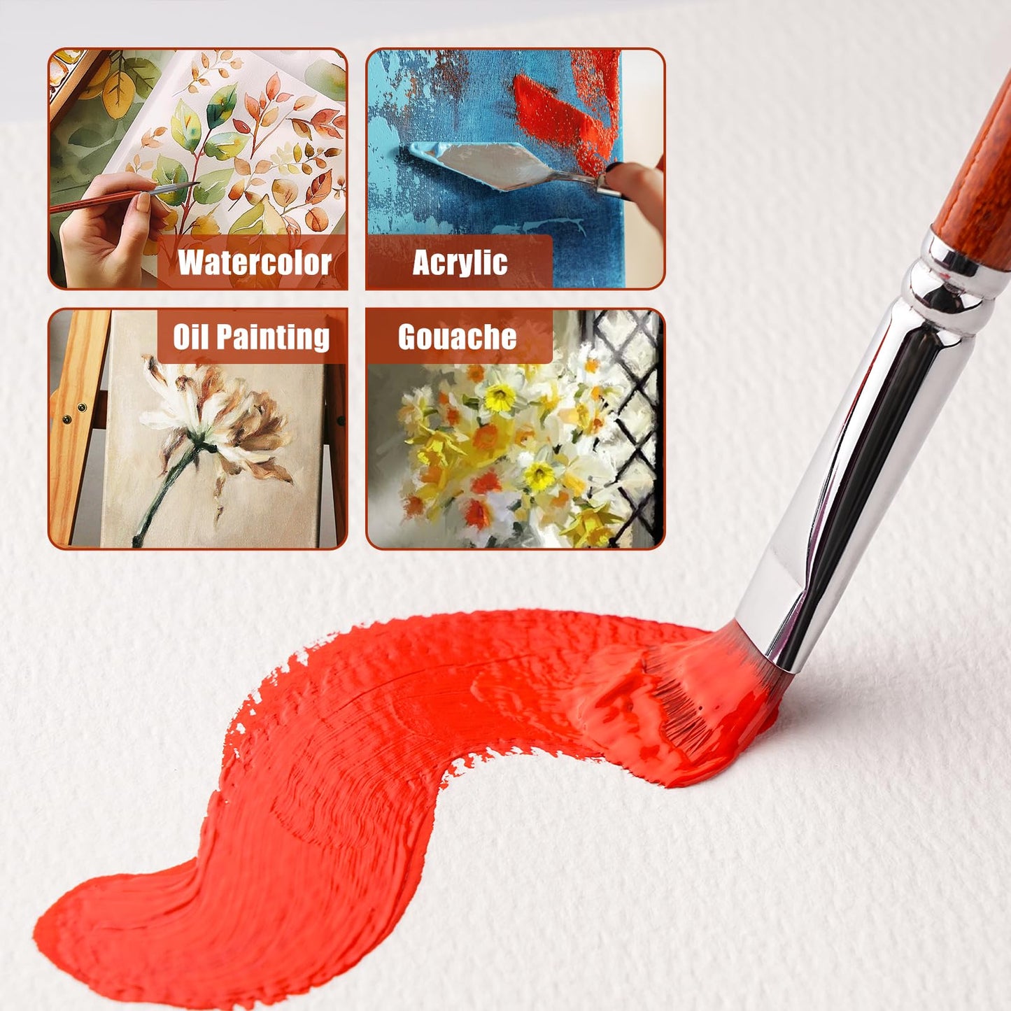 14pcs Acrylic Paint Brushes, Professional Synthetic Bristles Paint Brush Set with Extra Palette