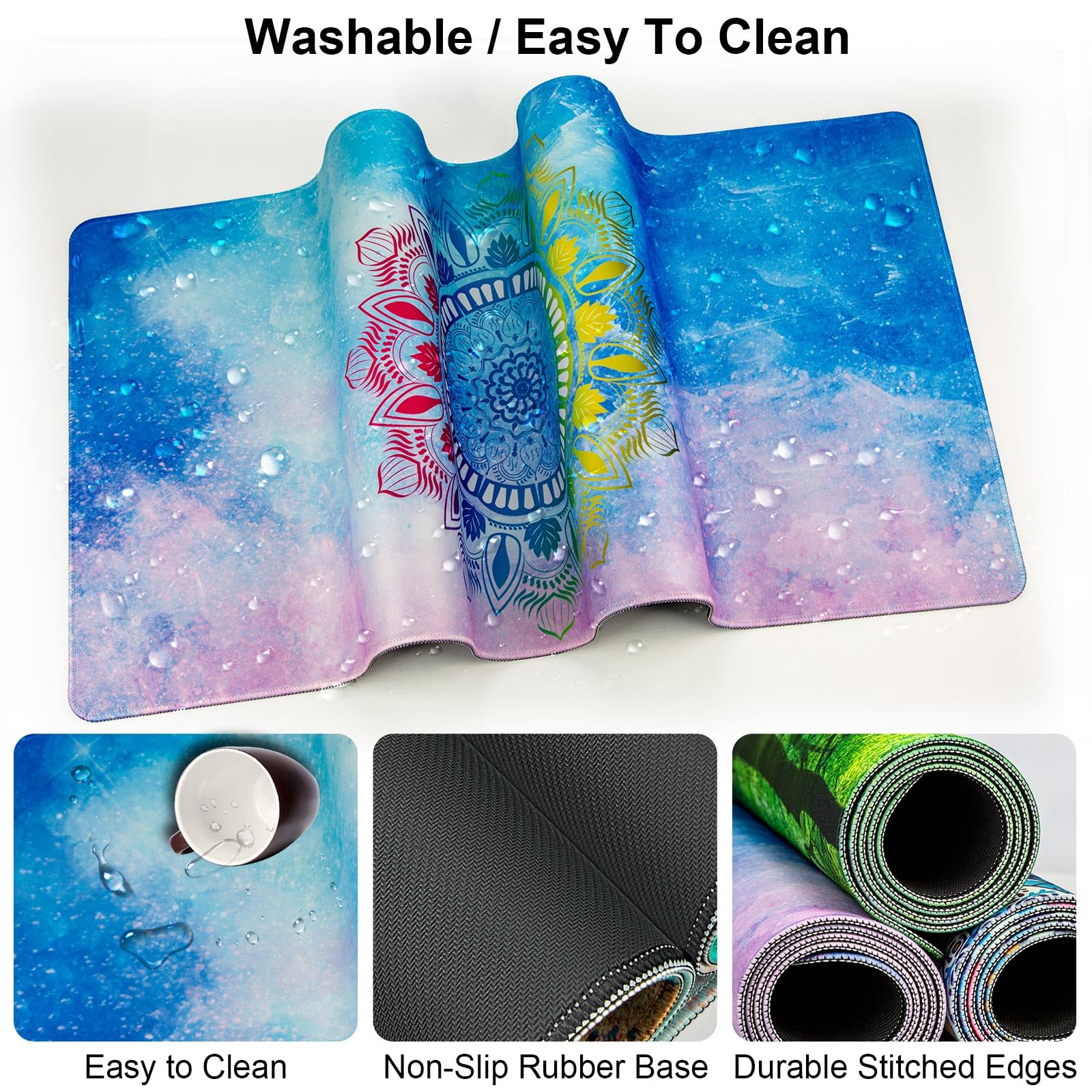 4 in 1 Mouse Pad and Keyboard Wrist Rest,Large Desk Mat,Coaster Set-Star