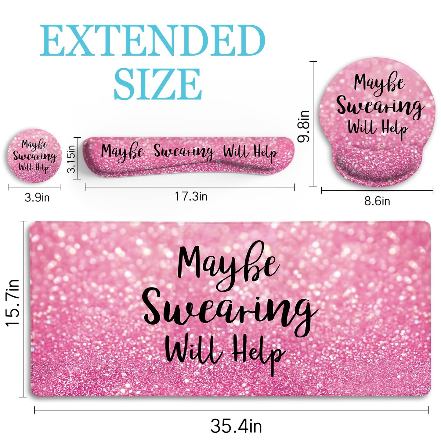 LIMKRIAN Pink Ergonomic Mouse Pad Set, Large Desk Matt for Desktop Decor