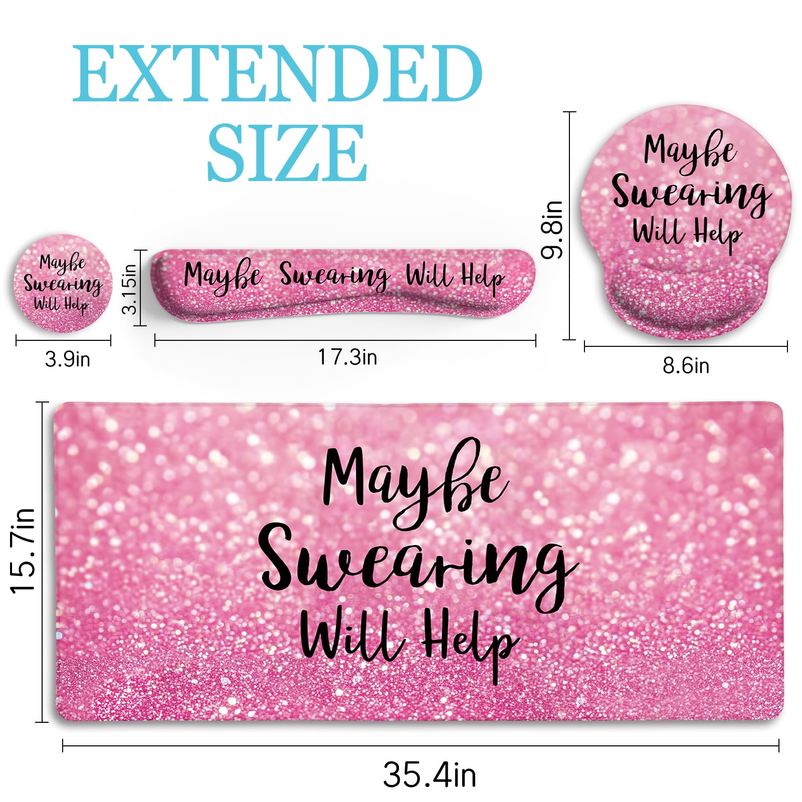LIMKRIAN Pink Ergonomic Mouse Pad Set, Large Desk Matt for Desktop Decor
