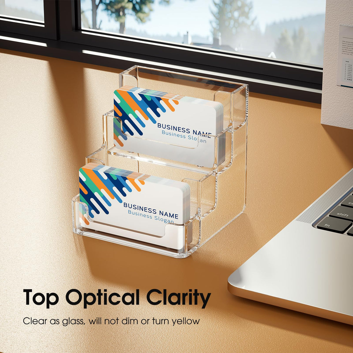 MaxGear Acrylic Business Card Holder, 320 Cards Capacity, 4 Pocket, 4 Pack
