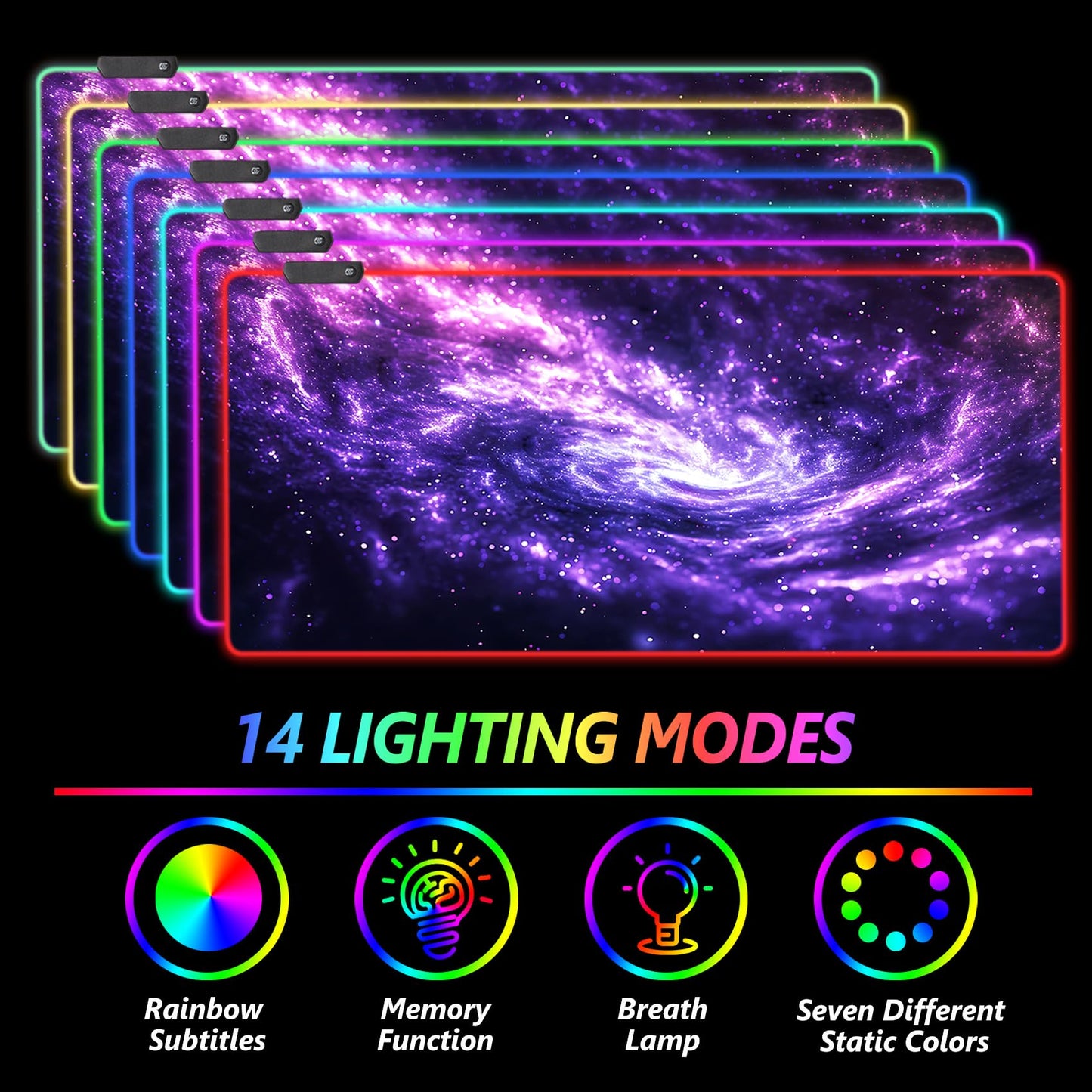 AIMSA RGB Mouse Pad LED Gaming Mouse Pad with 14 Lights Modes, Non-Slip Rubber Base Computer Carpet