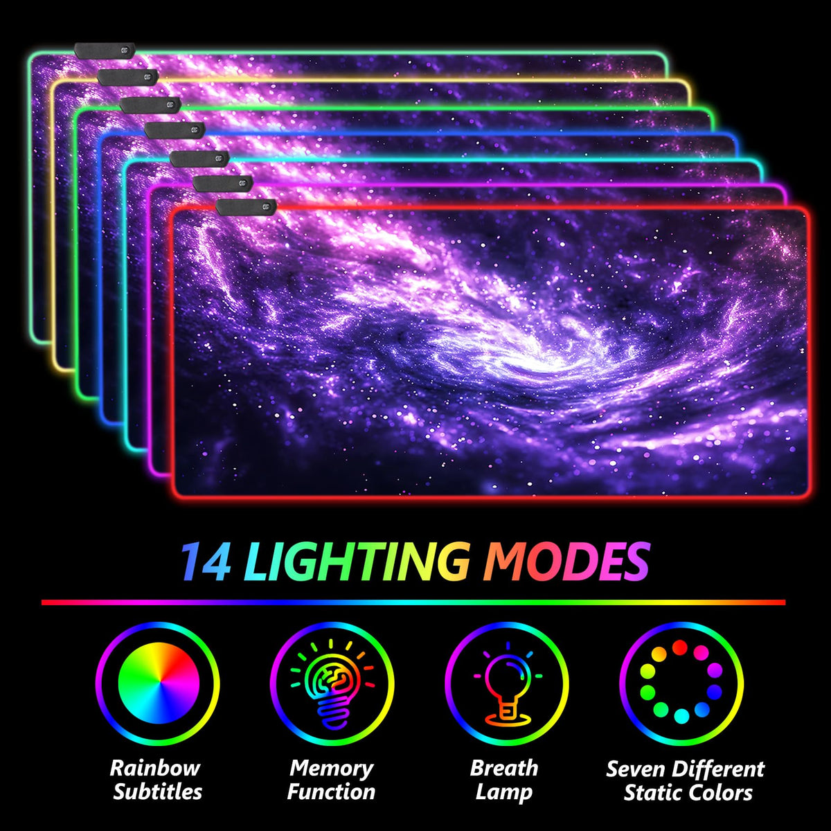 AIMSA RGB Mouse Pad LED Gaming Mouse Pad with 14 Lights Modes, Non-Slip Rubber Base Computer Carpet