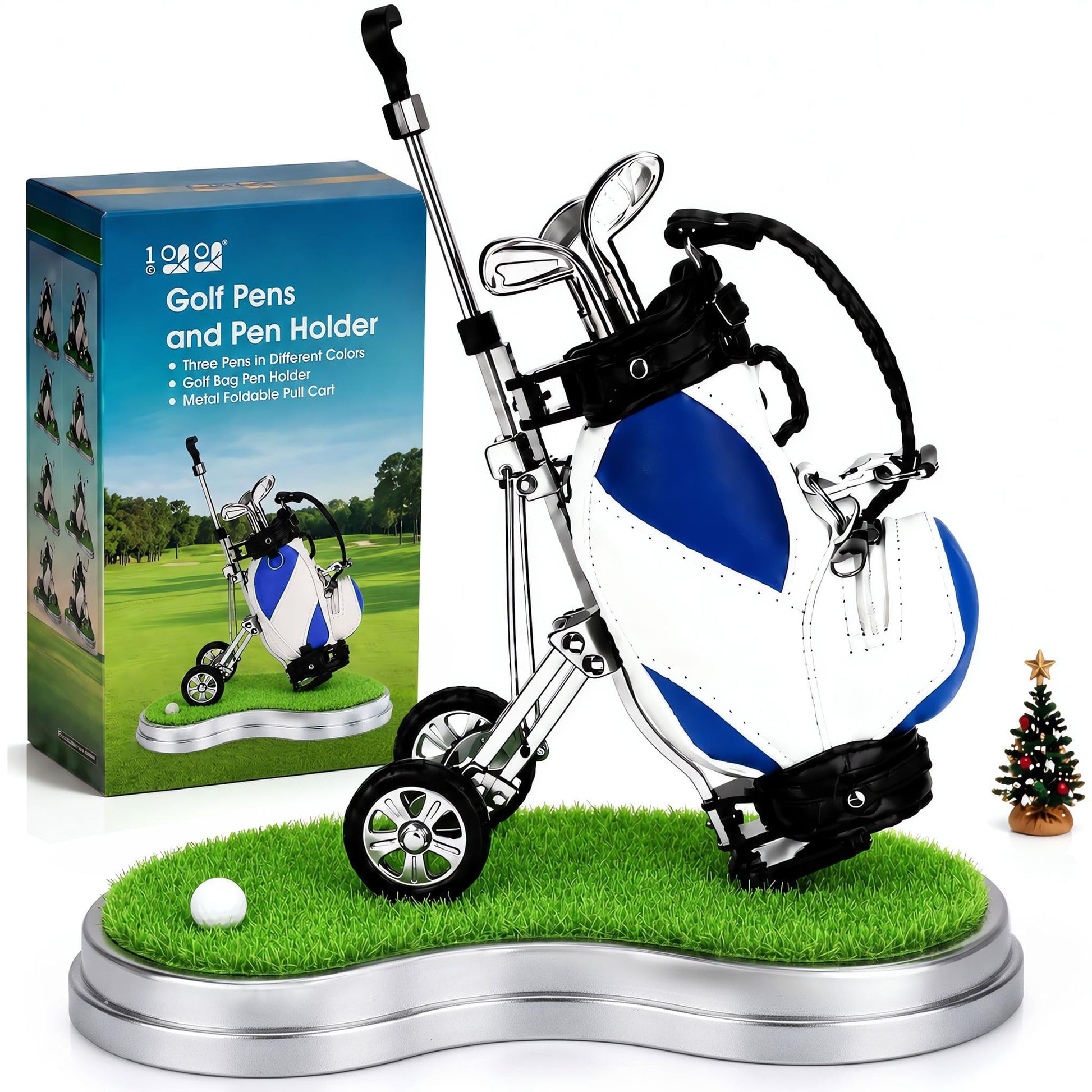10L0L Golf Pens with Golf Bag Holder, Novelty Unique with 3 Pieces Aluminum Pen for Golf Fanatic