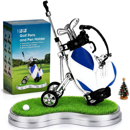 10L0L Golf Pens with Golf Bag Holder, Novelty Unique with 3 Pieces Aluminum Pen for Golf Fanatic