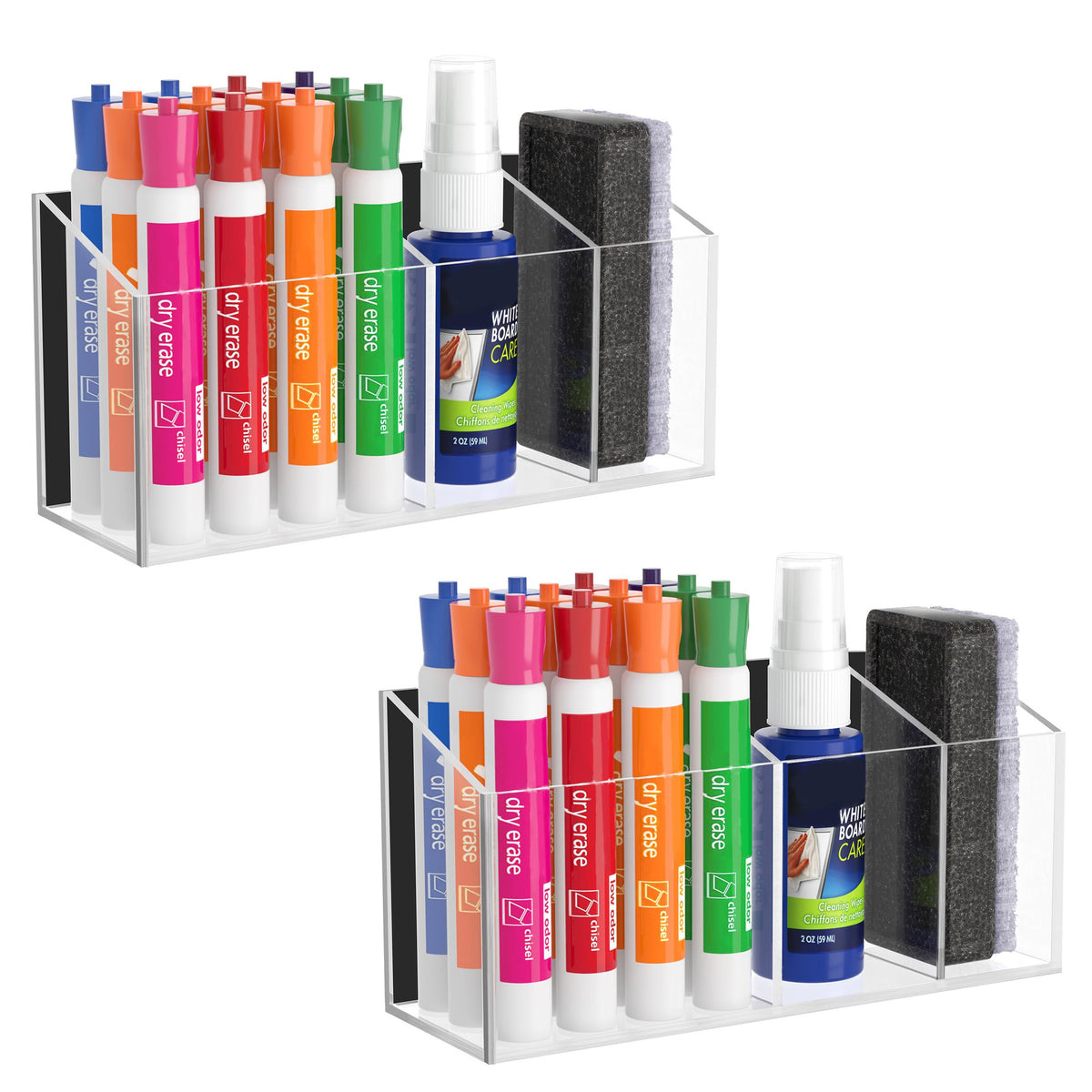 HBlife Magnetic Dry Erase Marker Holder for Whiteboard, Wall Mount, Clear