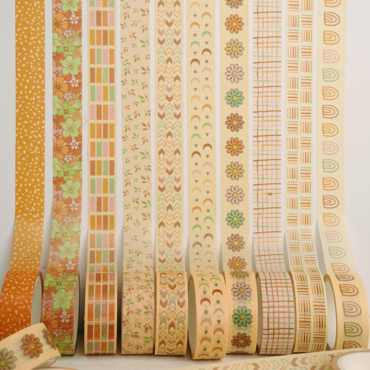 YUBX Boho Washi Tape Set 10 Rolls Cute Masking Graphic Floral Pattern Decorative Tapes for Arts