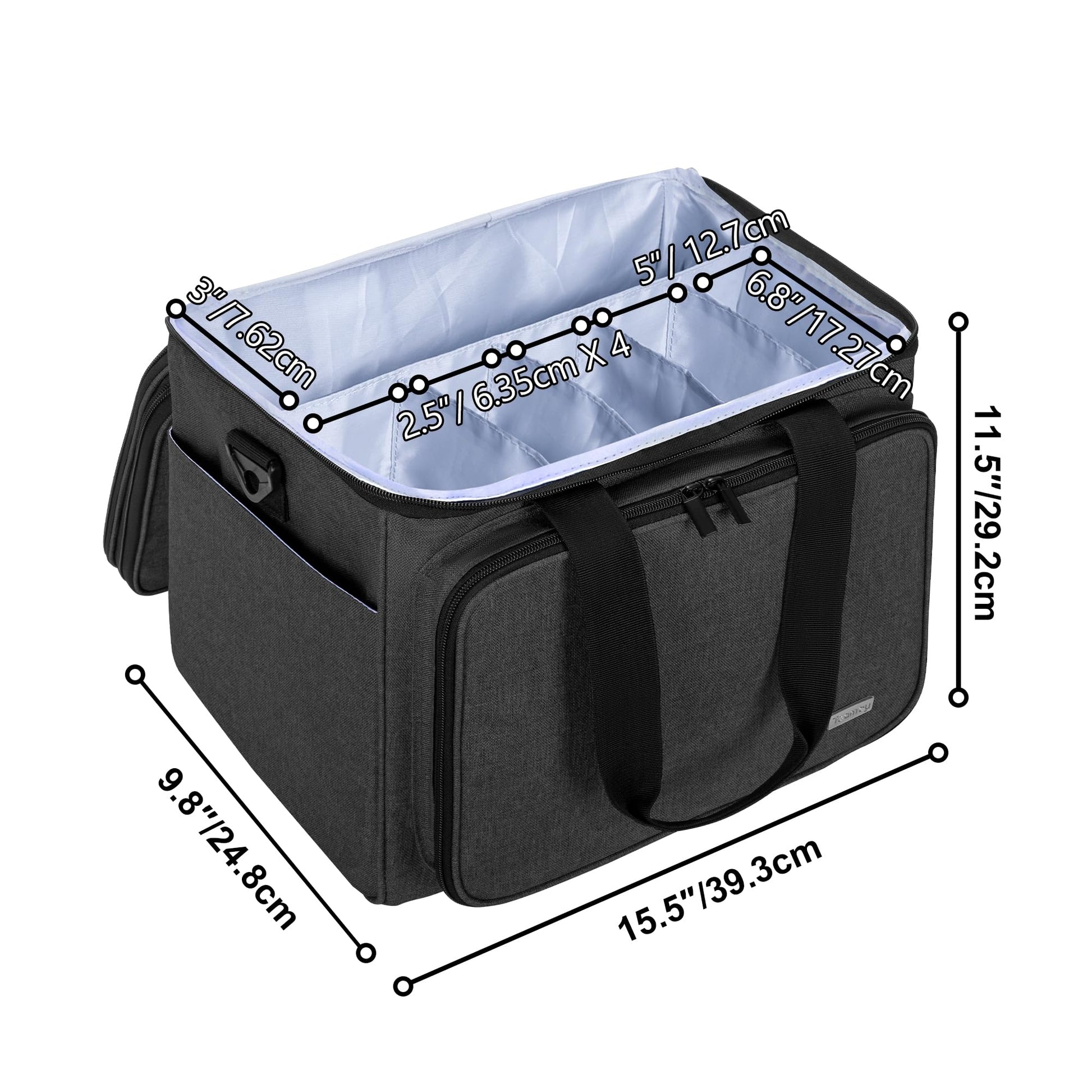 Teamoy Crochet Bag, Knitting Bag Yarn Storage Tote, Yarn Organizer, Black