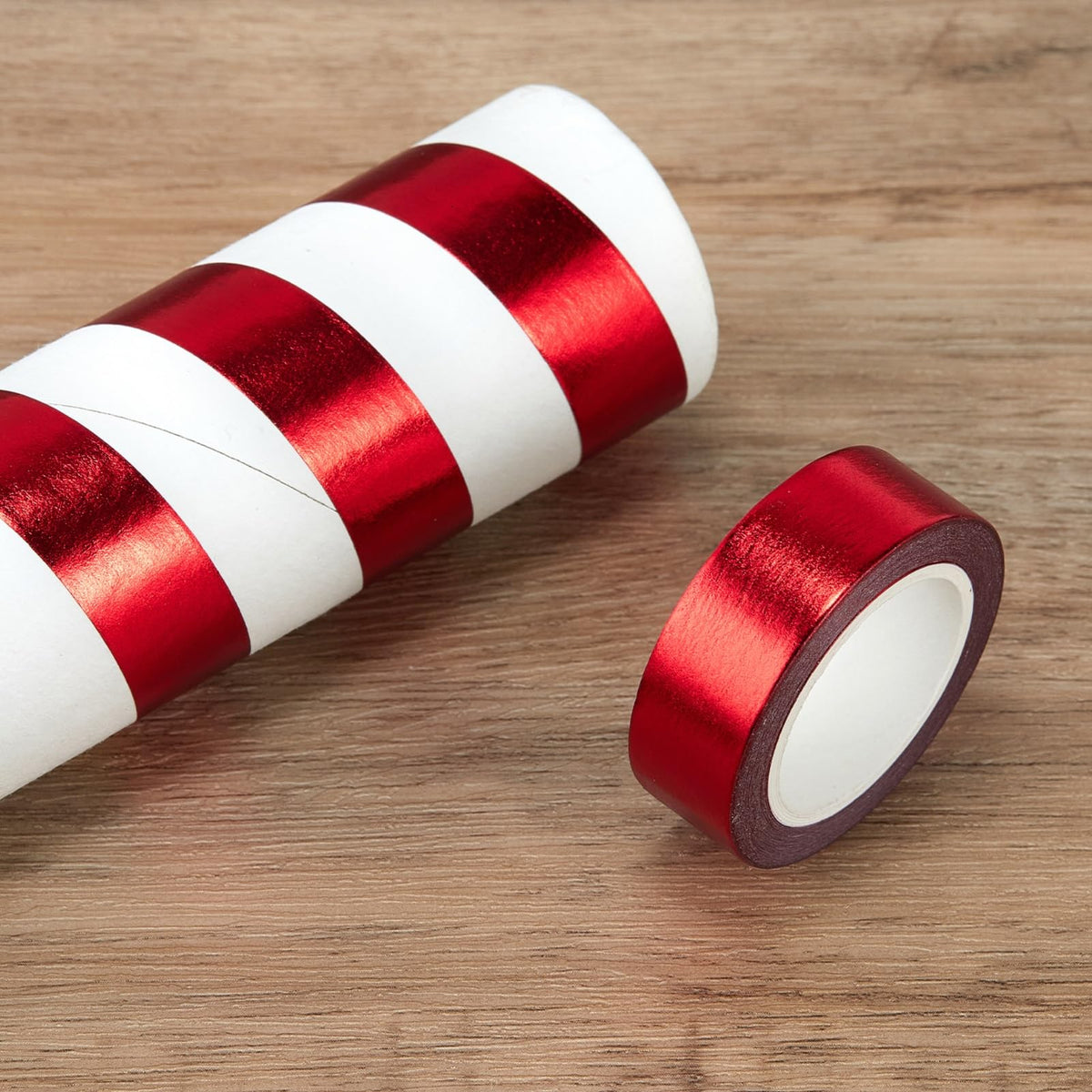 Qyueyue Red Foil Washi Tape - 2 Rolls Low Tack Self Adhesive Decorative Metallic Foil Masking Tape