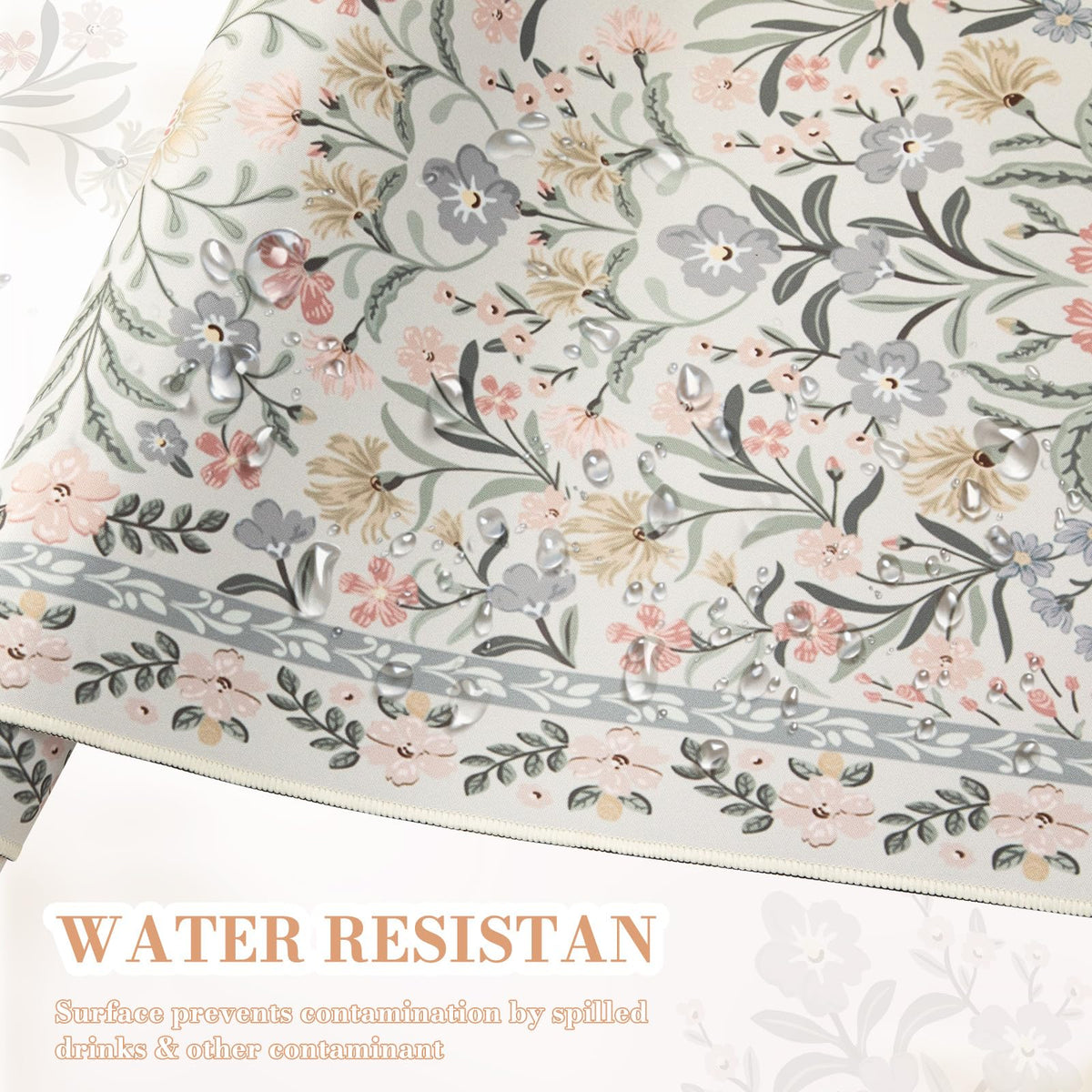 iCasso Desk Mat for Women Desk Accessories, 35.4x15.7in,Cozy Gray Floral