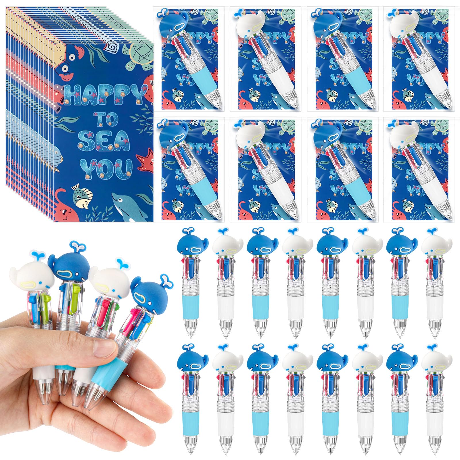 Sayglossy 24 Sets Ocean Whale Party Favor Pens Gifts Bulk with Cards