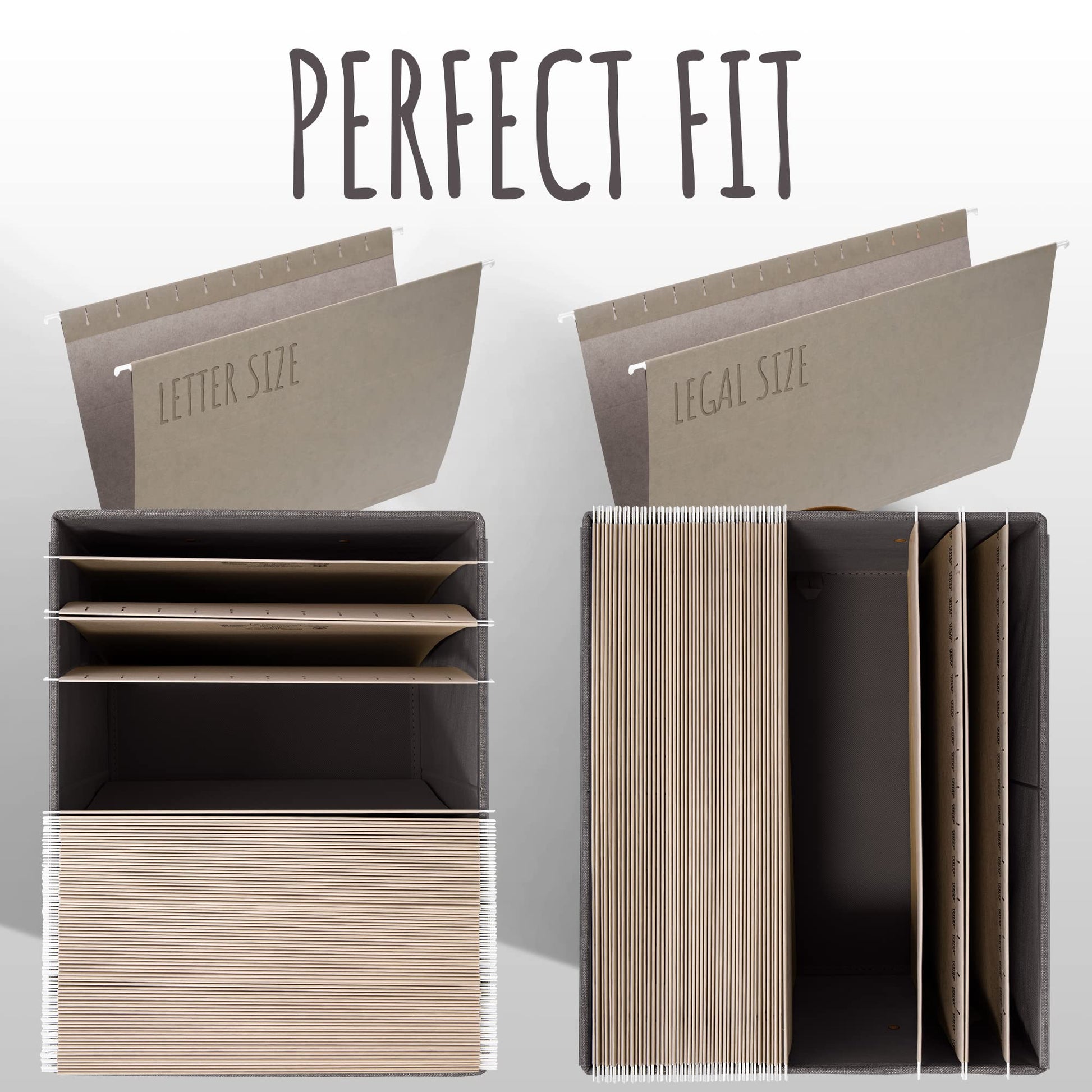 Decorative File Organizer Box Set of 2 - Collapsible Linen Filing Cabinets
