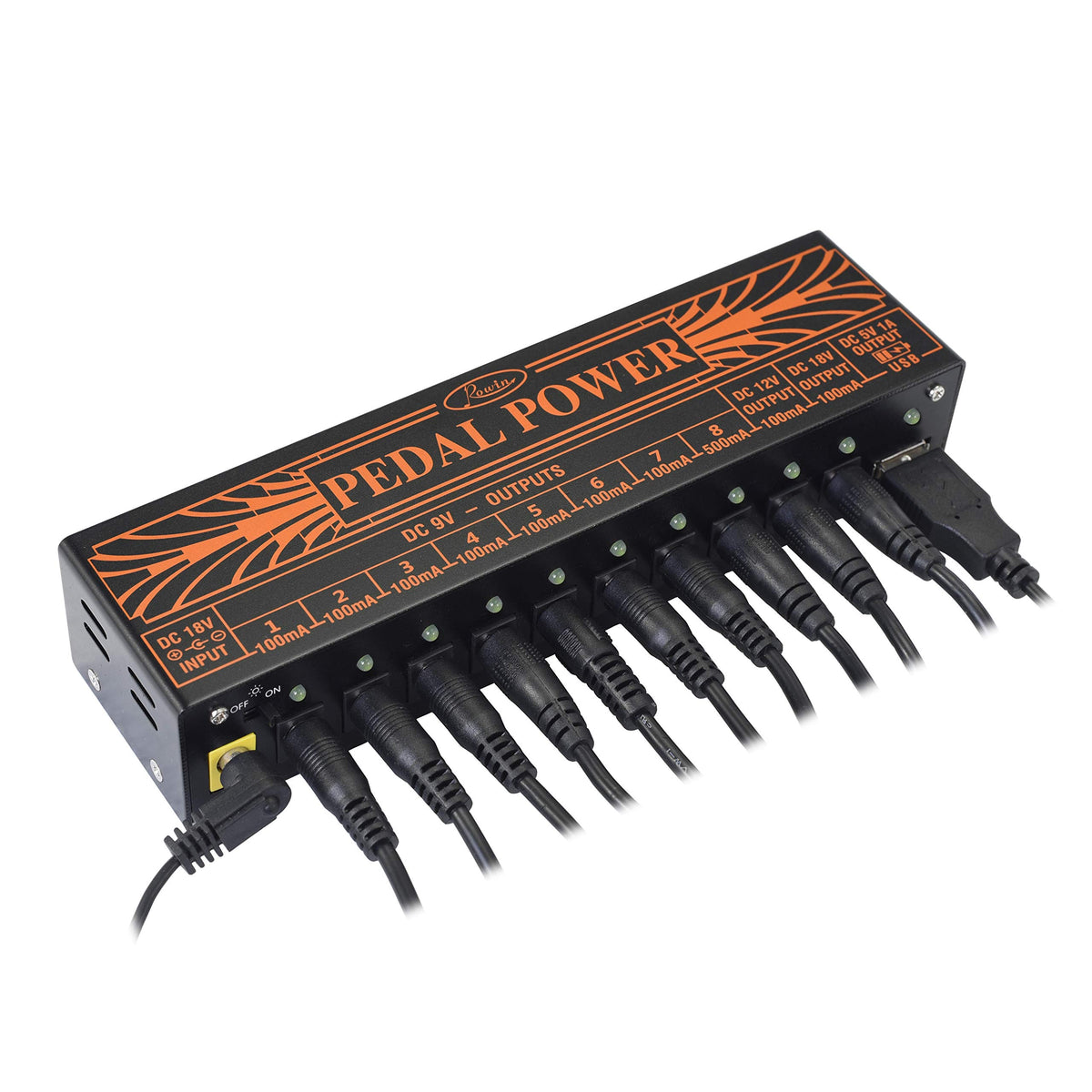 Rowin PW-1 Guitar Pedal Power Supply 10 Isolated DC Output for 9V/12V/18V Guitar Bass Effect Pedals