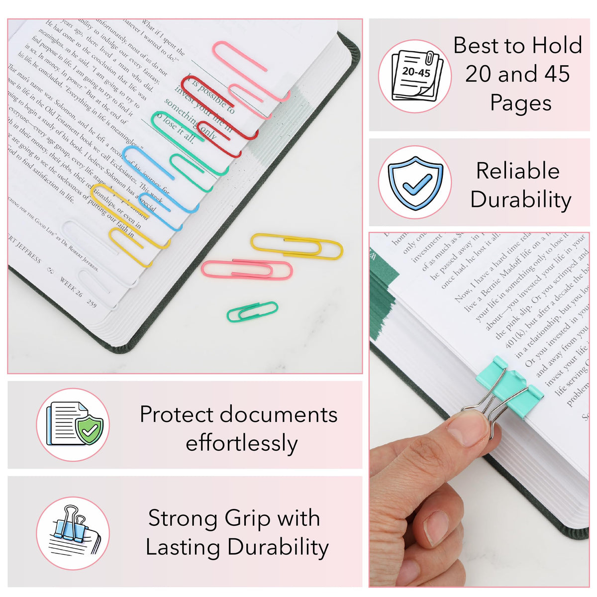 Mr. Pen- Paper Clips and Binder Clips, 272 PCS, Assorted Colors Medium