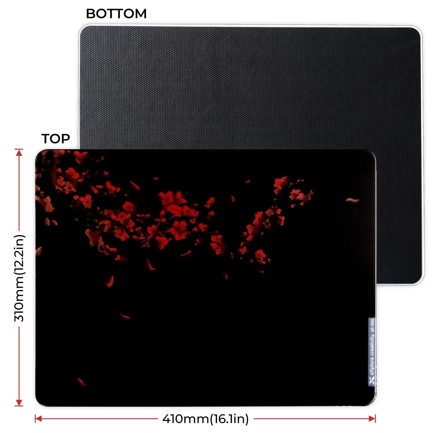 XVX Black Plum Blossoms Glass Mousepad 4.0, Hard Mouse Pad for Gaming,Ultra-Smooth Micro-Etched