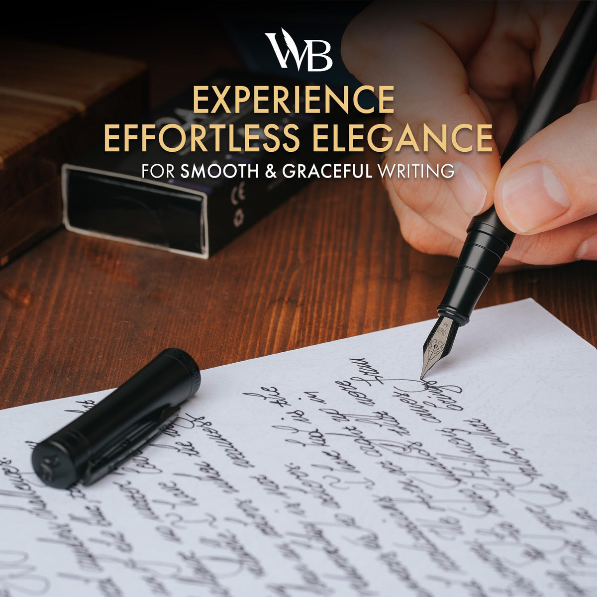 Wordsworth & Black Luxury Fountain Pen Set for Writing, Medium Nib, Black