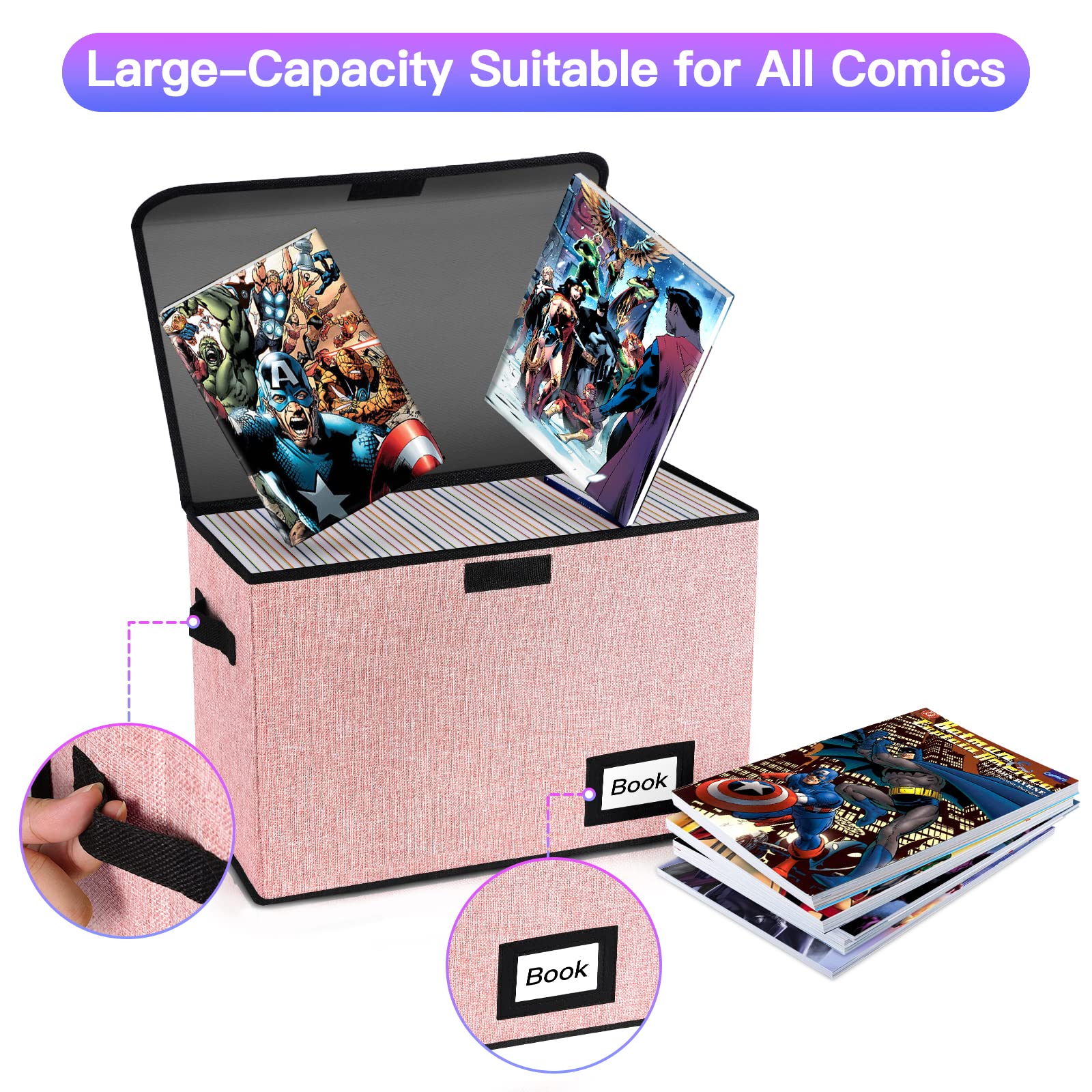 YNSZAS 5 Pack Comic Book Storage Boxes, 15.8" X 7.8" X 11.8", Collapsible Comic Short Box, Holds