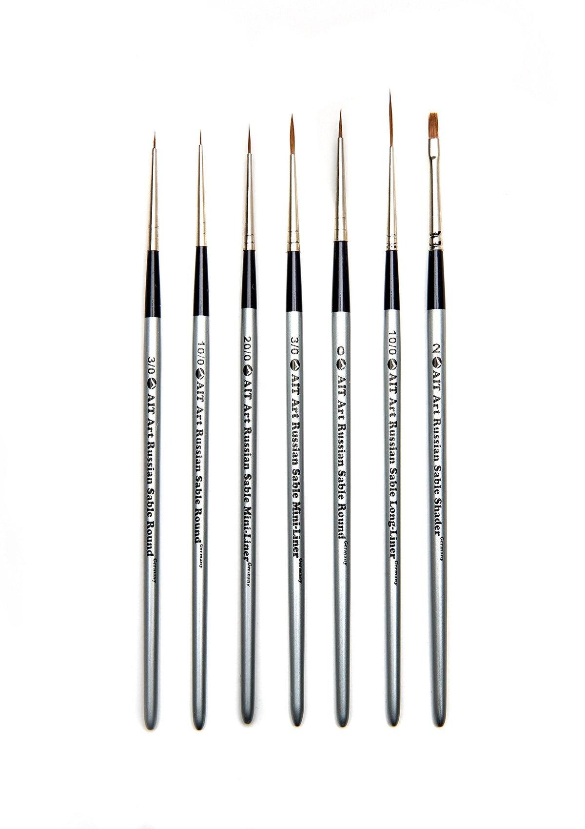 AIT Art Select Red Sable Detail Brush Set, 7 Pure Russian Sable Paint Brushes, Handmade in Germany