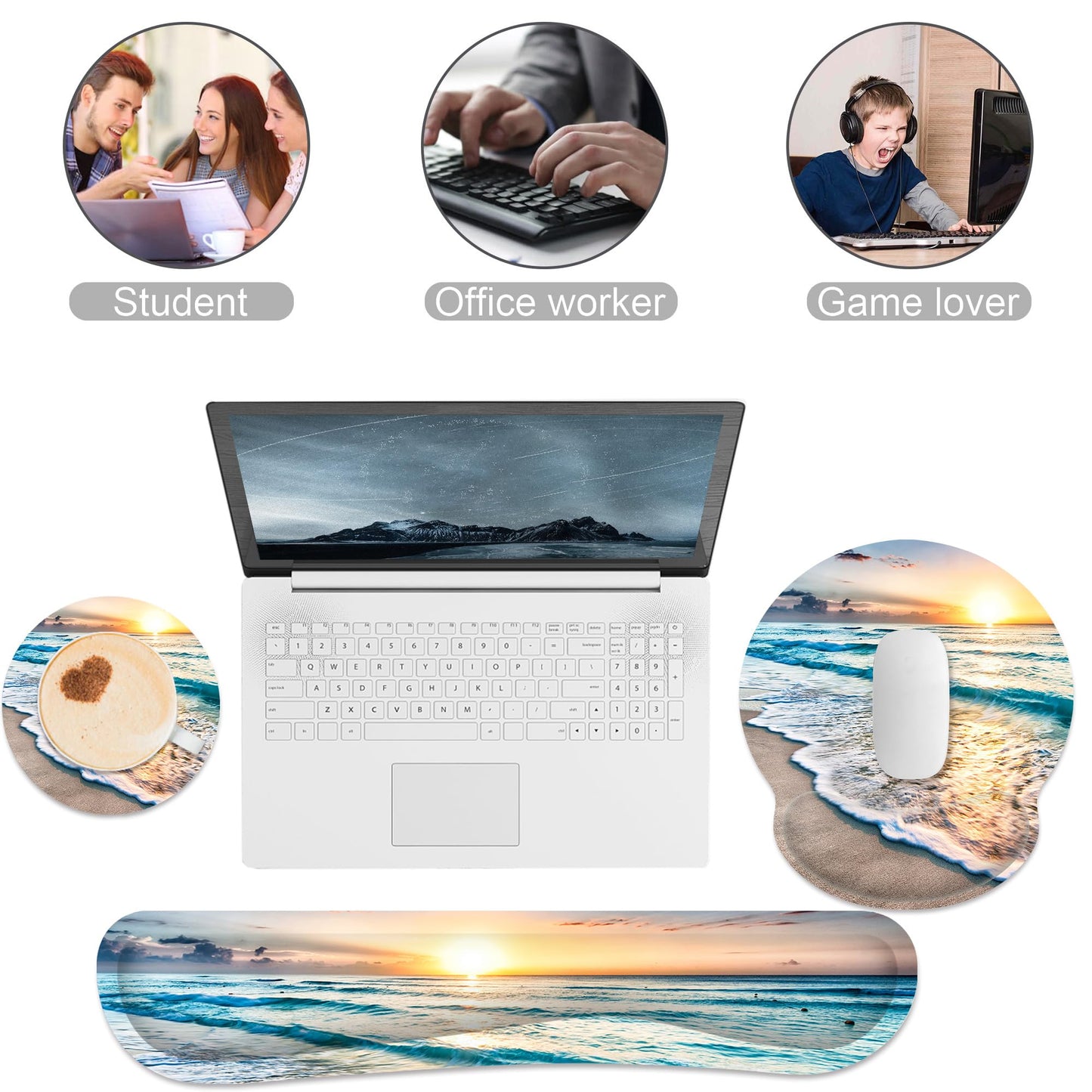 Ergonomic Mouse Pad with Wrist Rest and Keyboard Wrist Rest, Mousepad