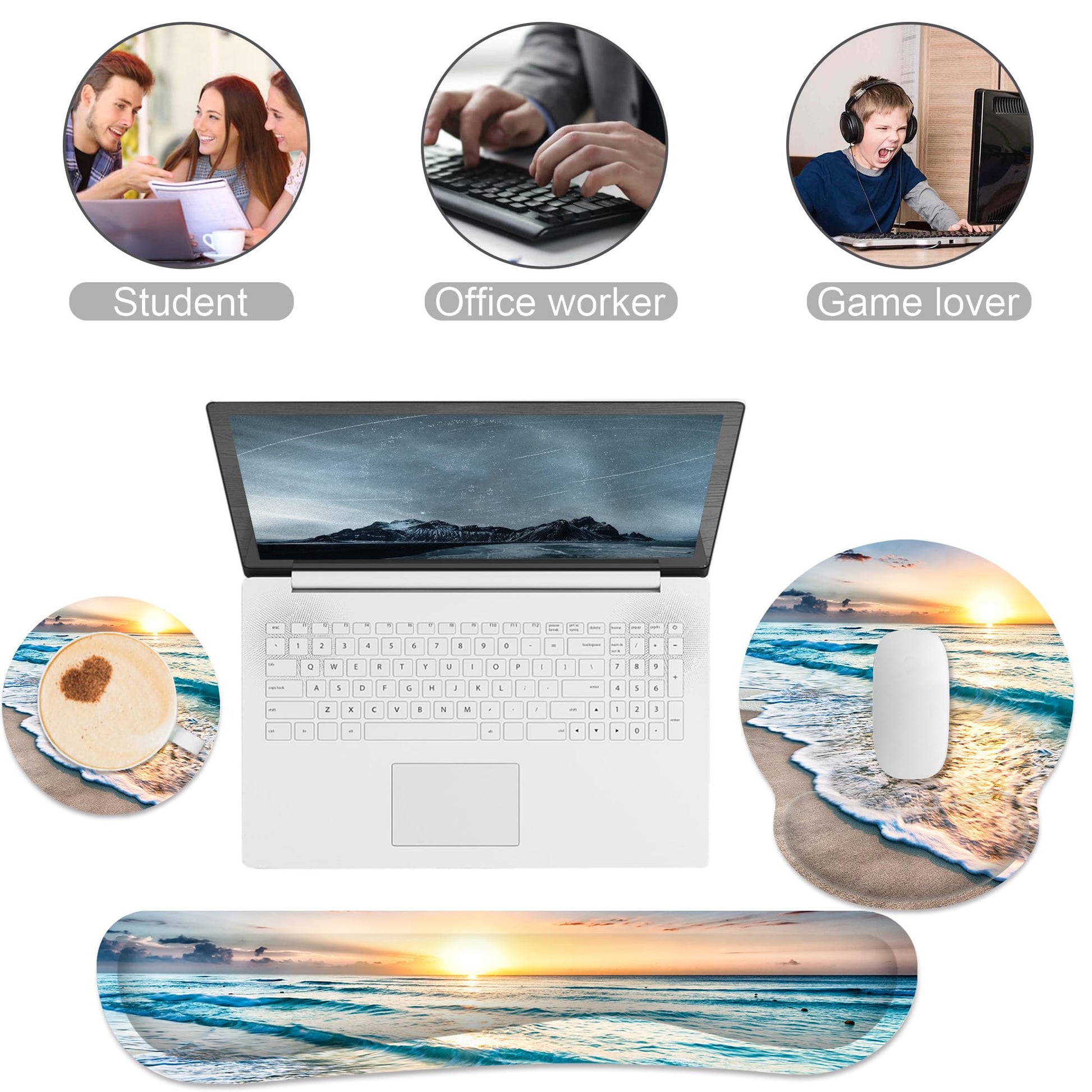 Ergonomic Mouse Pad with Wrist Rest and Keyboard Wrist Rest, Mousepad
