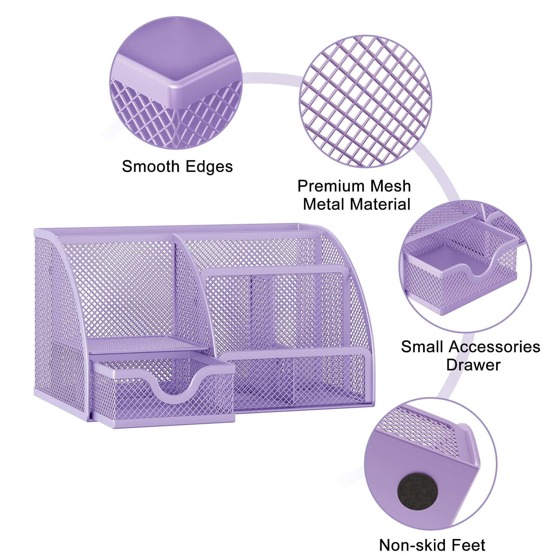 EasyPAG Mesh Desk Organizer with Drawer Multi-functional Pen Holder Stationery Organizer for Office