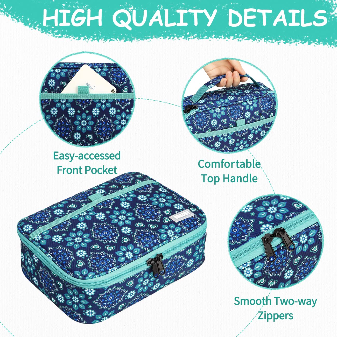 VASCHY Large Pencil Case Bag, Art Supply Marker Organizer Big Pen Pouch with 3 Detachable Layers