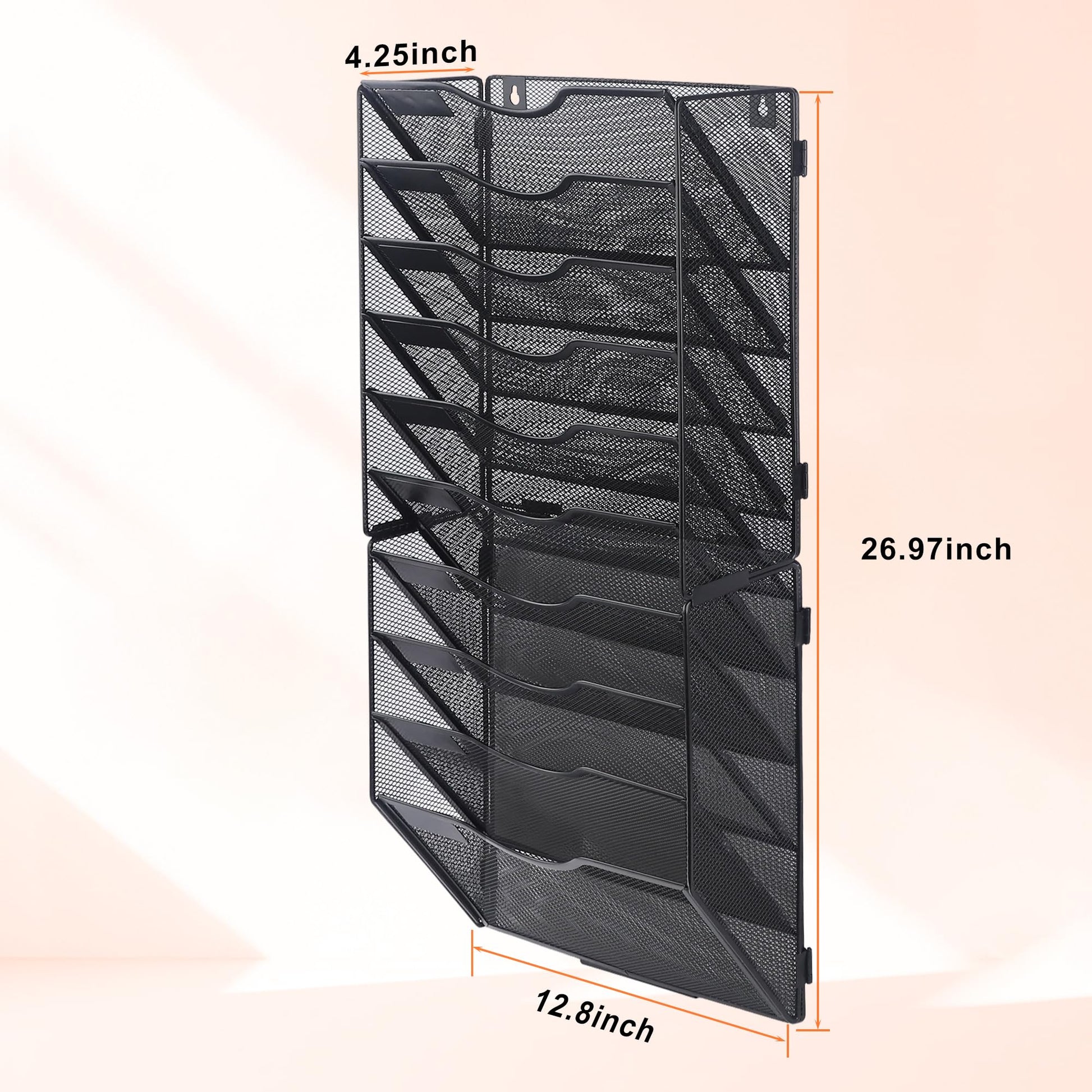 COSYAWN 10 Tier Mesh Hanging Wall File Organizer, Wall Mounted Mail Paper Document Folder Holder