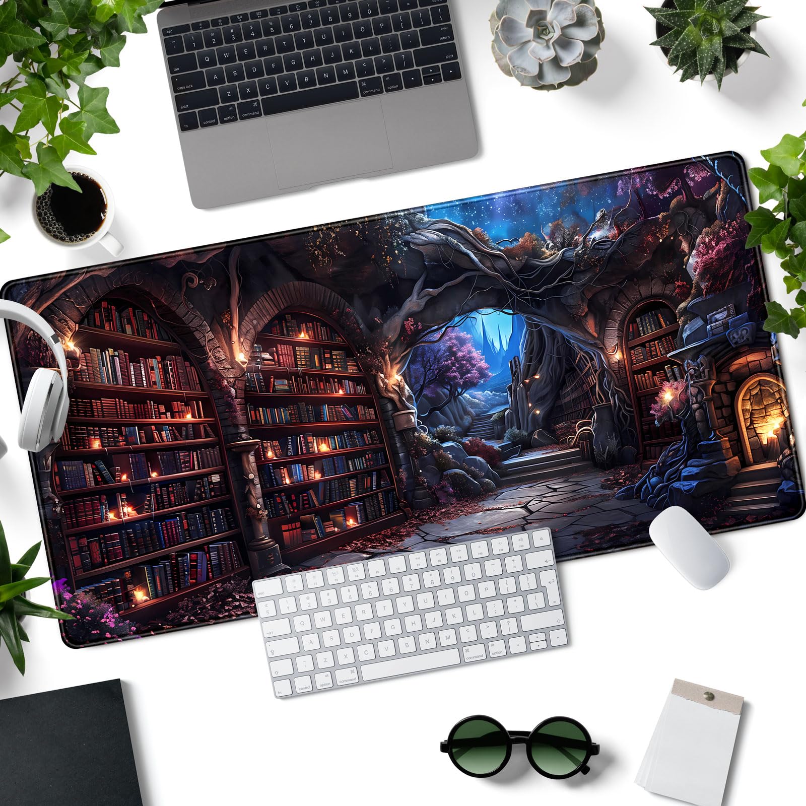 Enchanted Mystic Archive Library Desk Mat Large Mouse Pad Aesthetic Keyboard Pad Extended Gaming