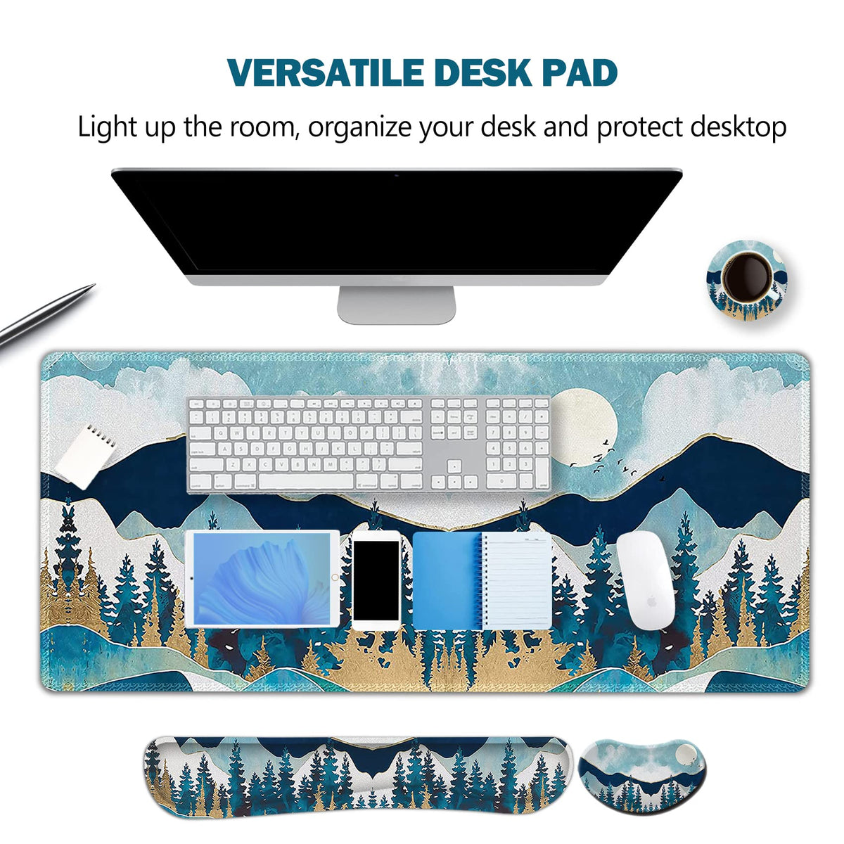 ARTSO Large Gaming Mouse Pad Set, Keyboard Wrist Rest Support + Mouse Wrist Cushion + Extended