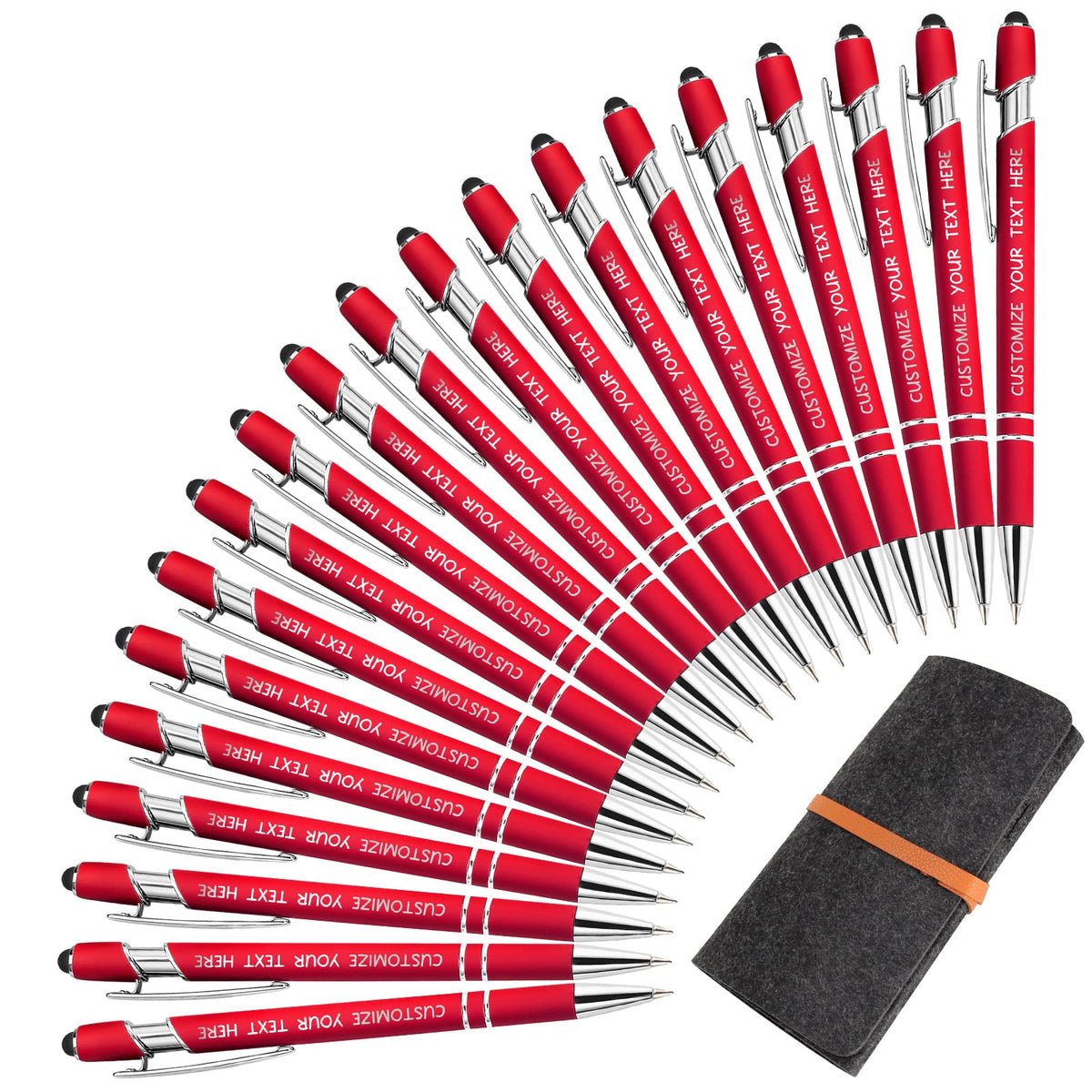 Yananka 24 Custom Pens with Stylus and Personalized Engraving for Business, Graduation