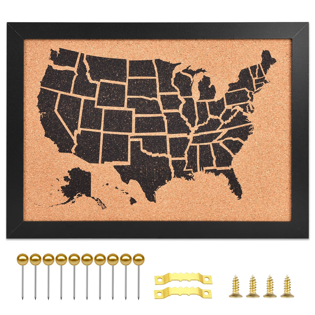 YCCYYCCY Cork Board Map of The United State, 14" X 11" Bulletin Boards for Walls with 10 Pins