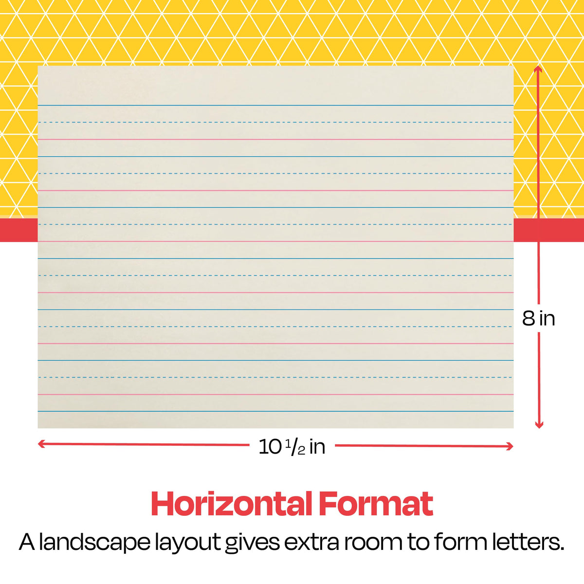 School Smart Zaner-Bloser Writing Paper, Handwriting Practice Lined Paper, Grade 1 Learning, 7/8