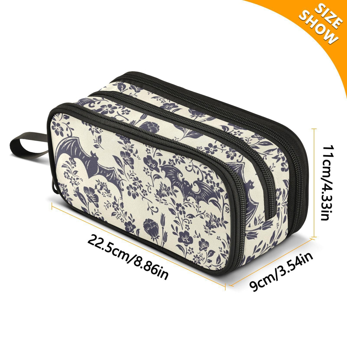 XUWU Goth Bat Flowers Large Capacity Pencil Case Pencil Pouch Pen Box