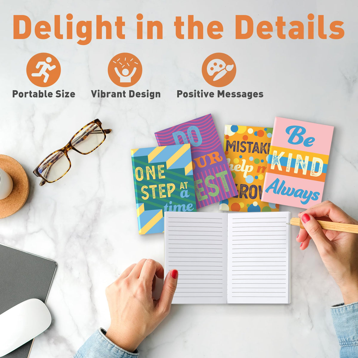S&O Motivational Mini Notebooks Bulk Set w/ Unique Messages, 24 Inspirational journals for Kids