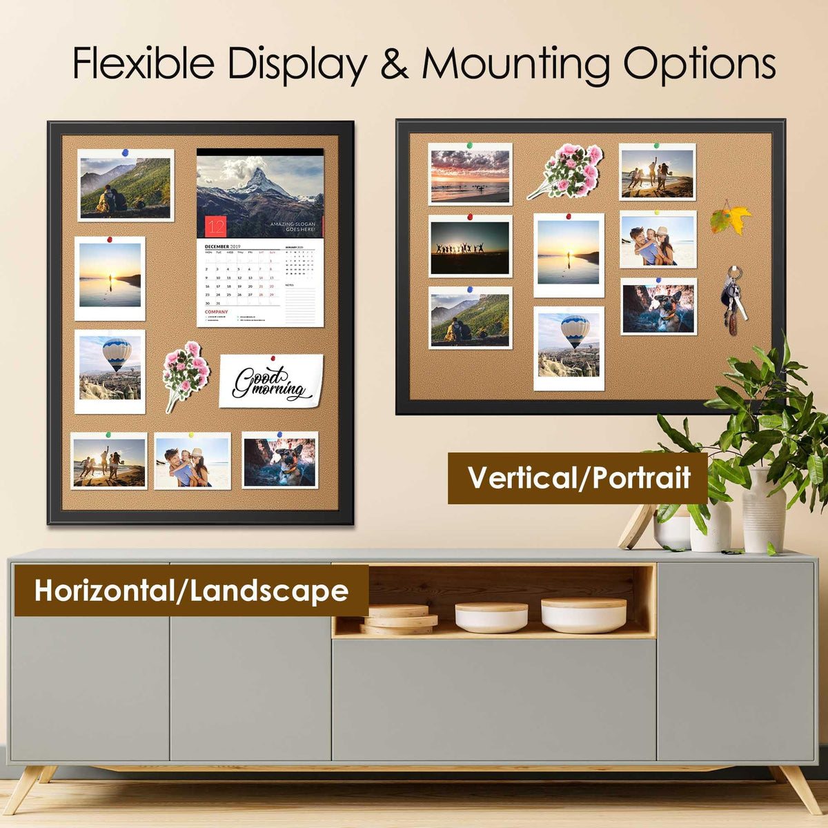 ORIENTOOLS 18x24 Cork Board, Wooden Frame, Hanging Pin for Office School