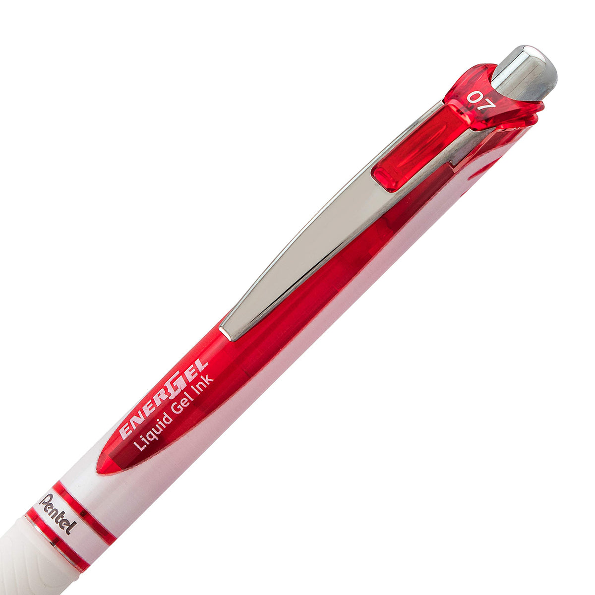 Pentel Gel Ink Pen, Pearl Retractable Gel Pen, (0.7mm) Medium Point, Needle Tip, Red Ink, 12 pack