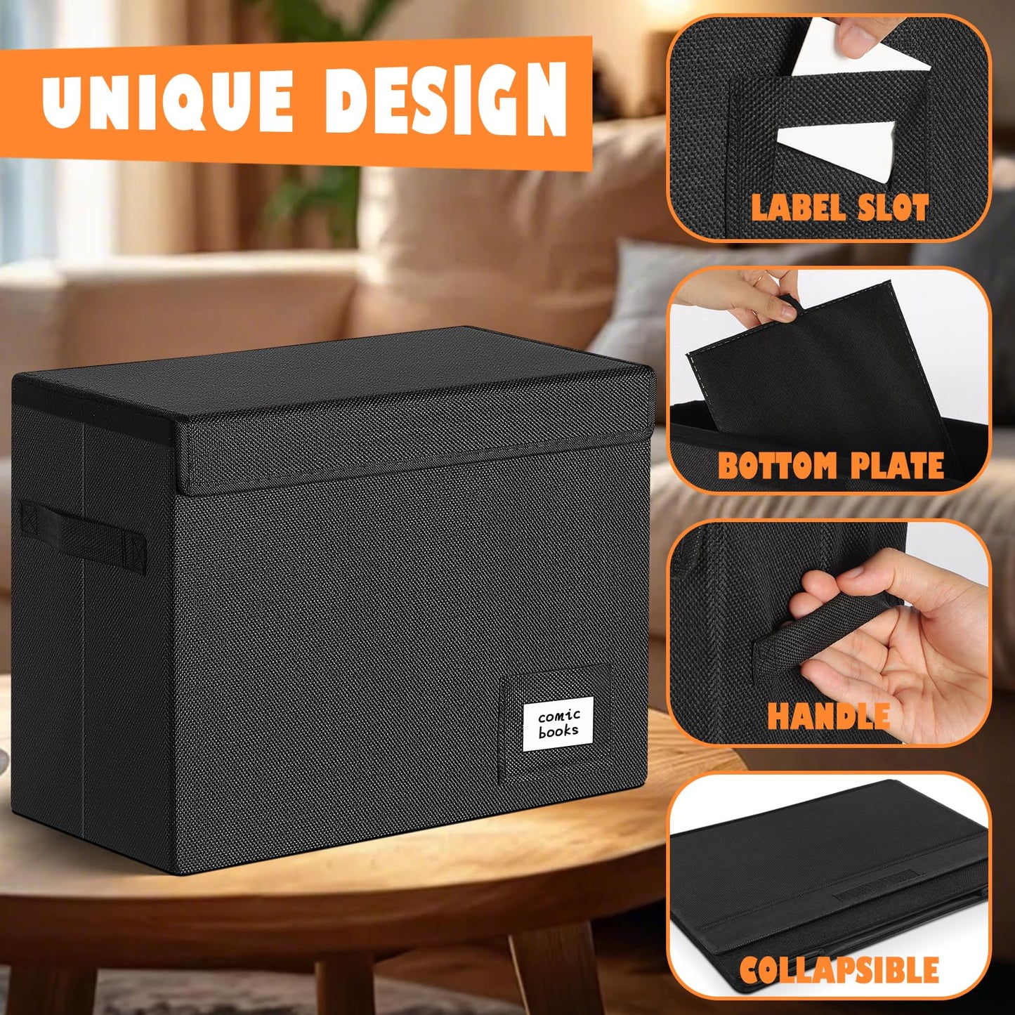 Leffis 6 Pack Comic Book Storage, Collapsible and Stackable Comic Short Box
