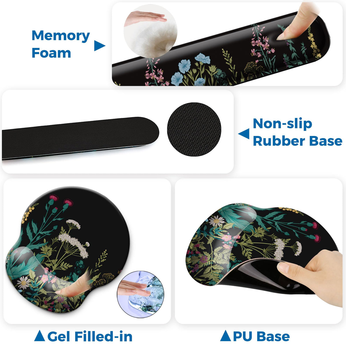 Wiabsi Mouse Pad and Keyboard Wrist Rest Support,Ergonomic Mouse Pad Set