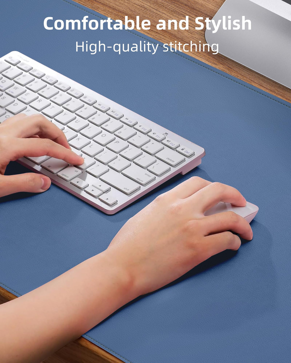 Leather Desk Pad Protector- 48" x 17" Office Desk Mat, Non-Slip PU Leather Mouse Pad, Waterproof