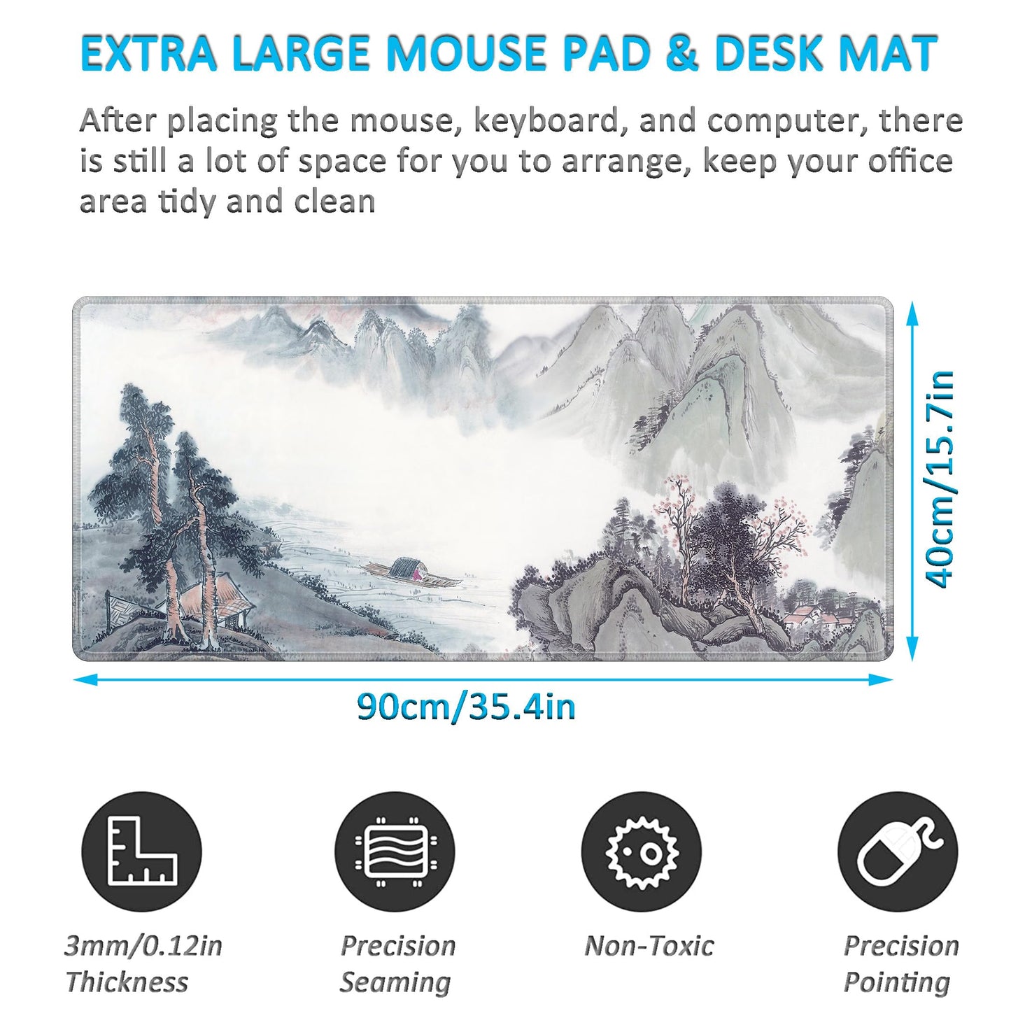 LL-COEUR XXL Landscape Gaming Mouse Pad Computer Keyboard Mat Office Desk Pad (Landscape 1, 35.4" x