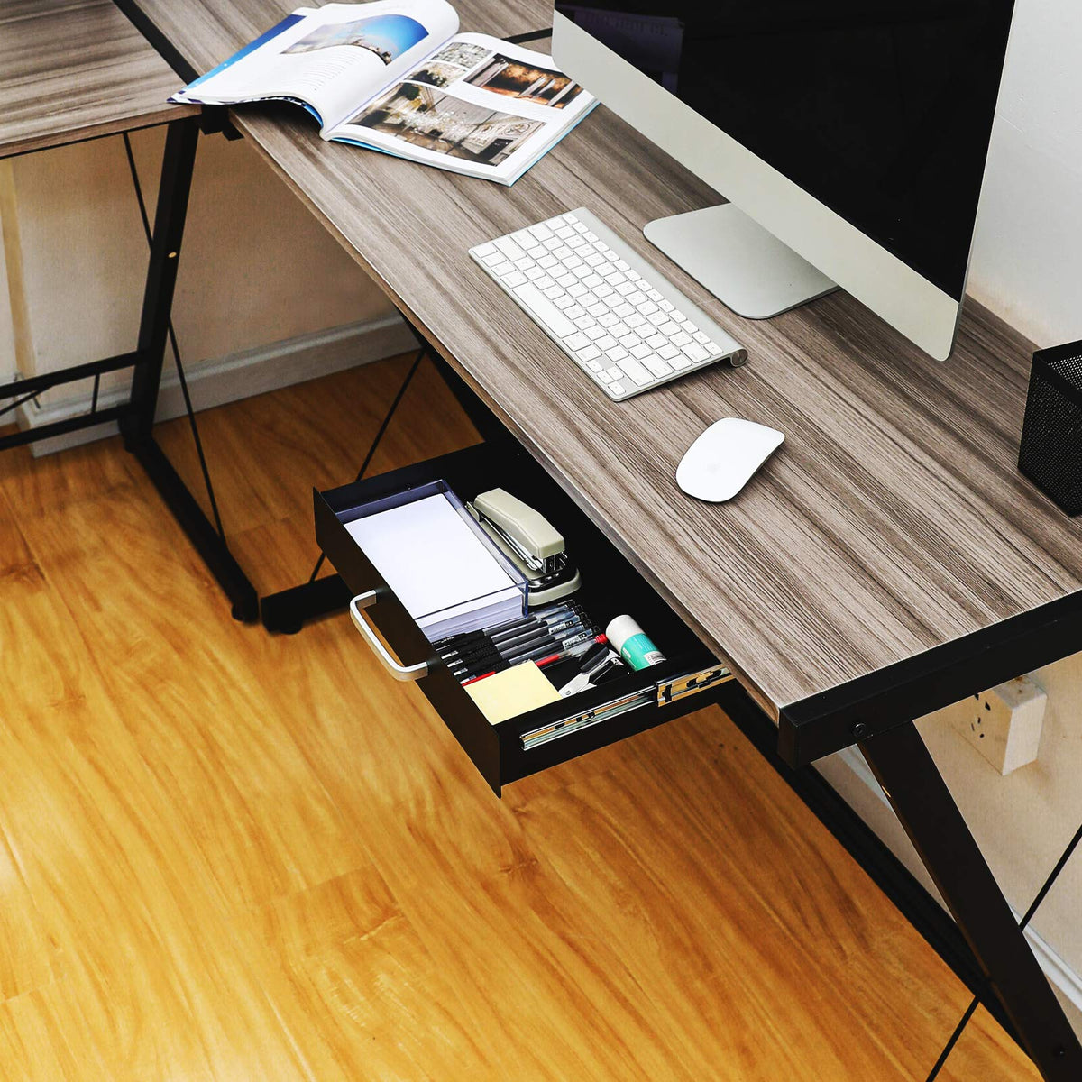GOME Under Desk Pull-Out Drawer - Storage Organizer Office Mounted, Easy Slide-Out Pencil Drawer