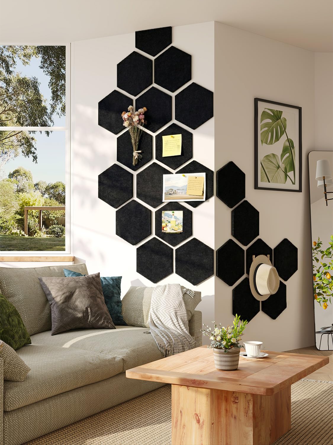 Uoisaiko 8-Pack Hexagon Felt Bulletin Board Tiles, Cork Board Alternative