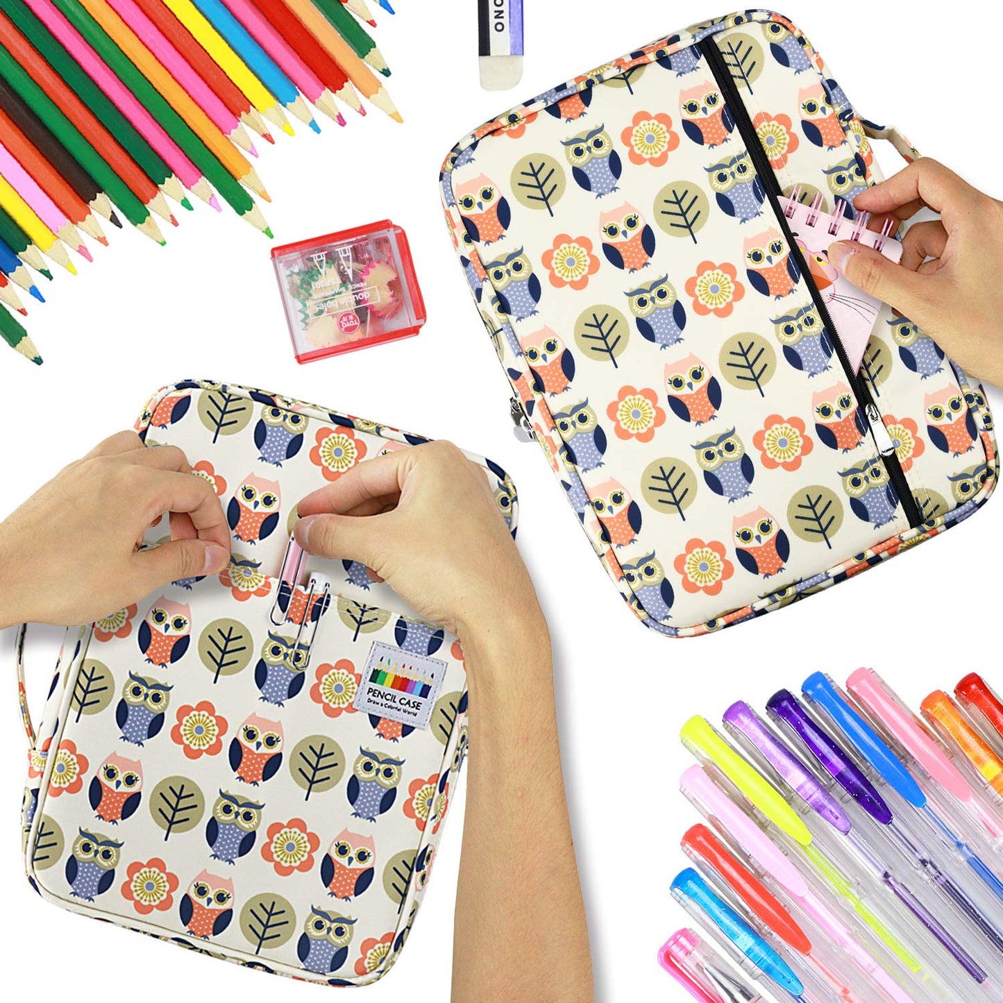 YOUSHARES Colored Pencil Case 220 Slots Pen Case Organizer With Handy Wrap & Zipper, Multilayer