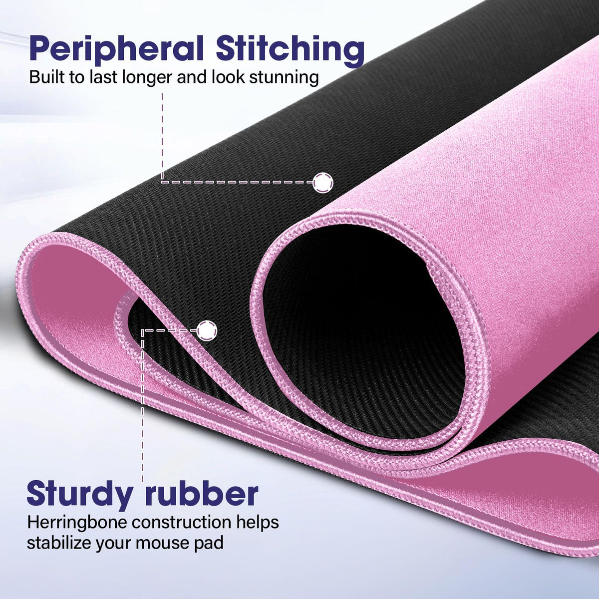 31.5" x 15.7" Waterproof Fabric Mouse Pad, Rubber Anti-Slip, Light Pink