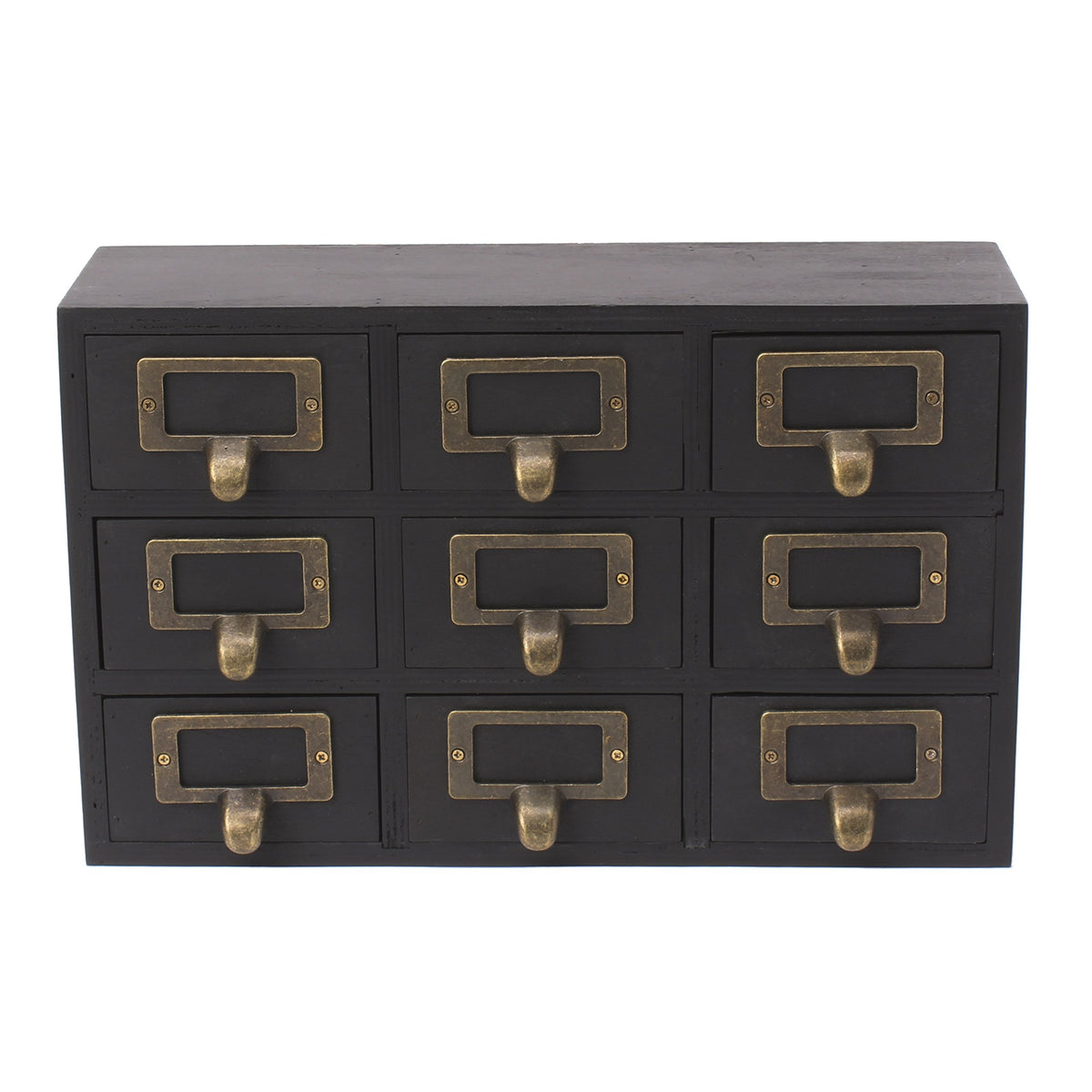 Kate and Laurel Apothecary Wood Desk Drawer Set, 9 Drawers, Rustic Black